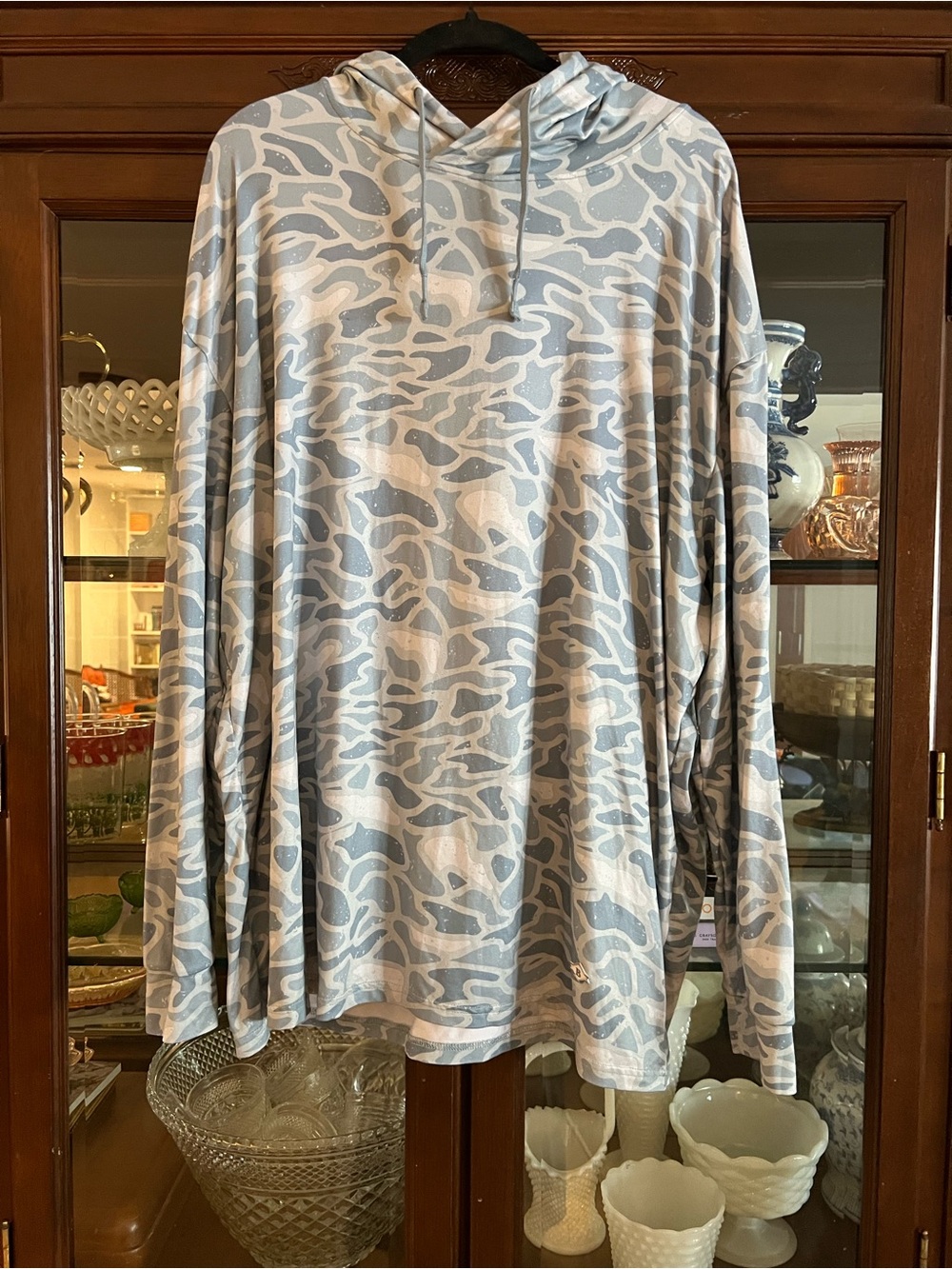 BURLEBO Light Blue & White Camouflage lightweight hoodie pullover